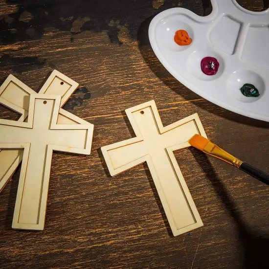 Bright Creations 12 Pack Unfinished Wooden Cross with Jute String, Small Wooden Crosses for Crafts, DIY Cross for Religious Events, Baptism, and Easter Decorations (3.8 x 5 In) Brown {4}