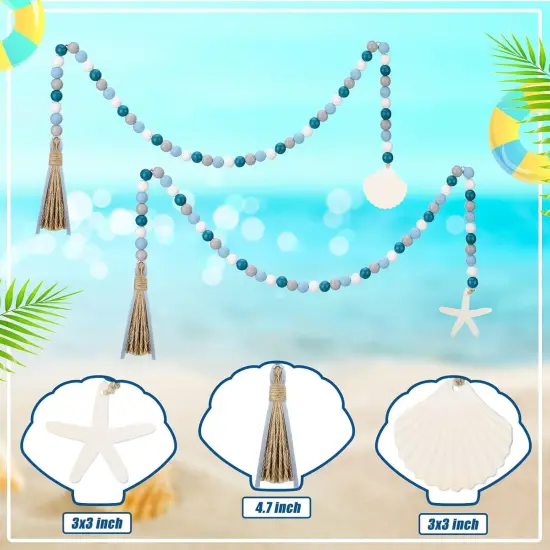 2 Pcs Farmhouse Seashell Bead Garland with Tassels {4}