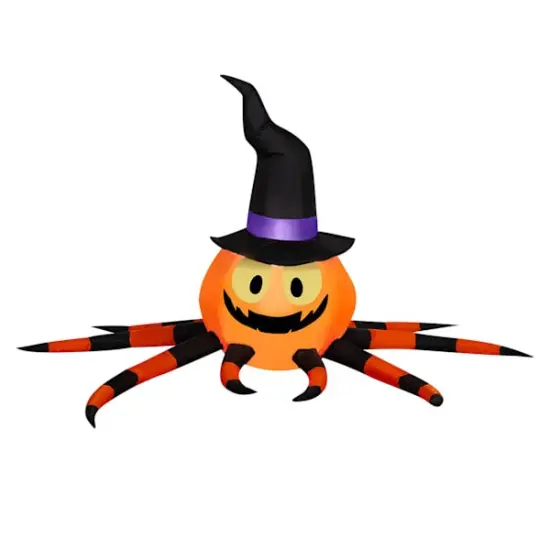 5&prime; Jack-O'-Lantern Spider Halloween Inflatable &ndash; Light-Up Yard Decoration with Creepy Crawl Appeal {1}
