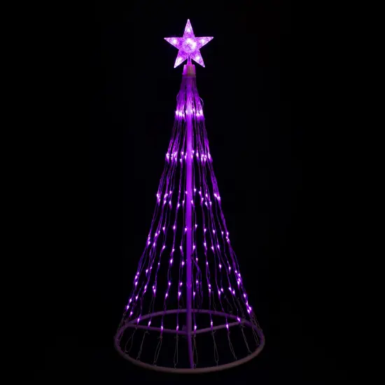 Northlight LED Lighted Christmas Cone Tree with Star Outdoor Decoration - 4' - Purple {1}
