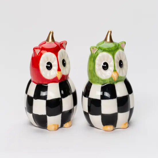 Ceramic Black & White Owl Salt And Pepper Shakers, Home Décor, Gift for Her, Mom, Farmhouse Kitchen Décor, Fall Décor, Thanksgiving Décor {4}