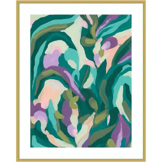 Jungle Wave I by June Erica Vess Wood Framed Wall Art Print {6}