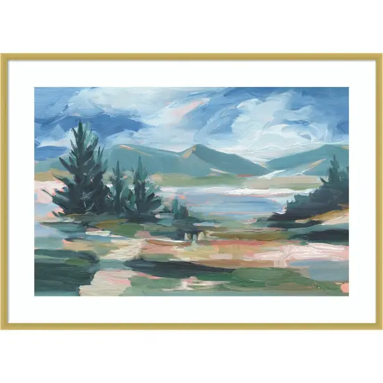 Pastel Lake View I by Ethan Harper Wood Framed Wall Art Print {1}
