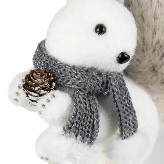 Northlight Sitting Squirrel with Frosted Pinecone Christmas Figurine - 8" White {7}