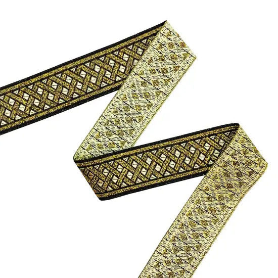 Designer's Shop JL 132 Jacquard metallic Gold Celtic ribbon trim 1-3/8&rdquo; (35mm) x 9 yard {3}