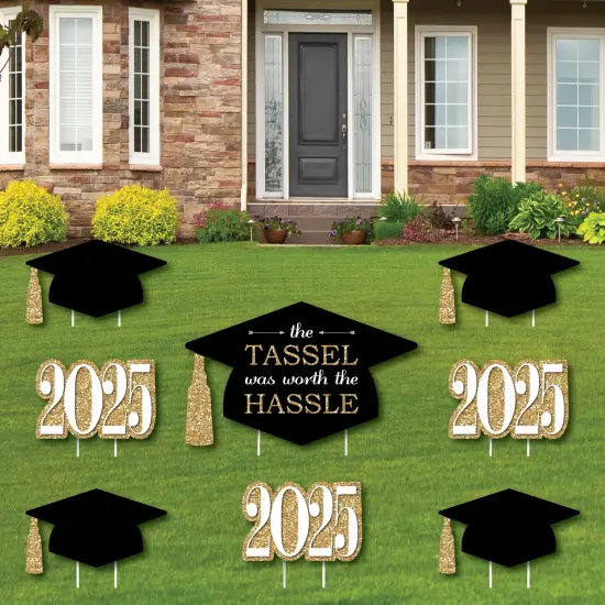 Big Dot of Happiness Gold Class of 2025 Outdoor Decorations - Graduation Yard Signs - Set of 8 {1}