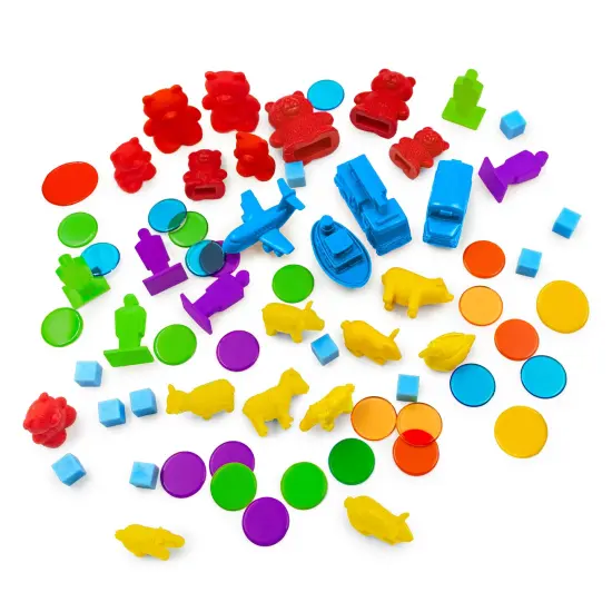 Junior Learning: Counters Multi-Pack - 555 Various Pieces - Multiple Colors-Shapes-Styles, Animal-Vehicles-Cubes, Use For Kids Math & Learning Games {5}