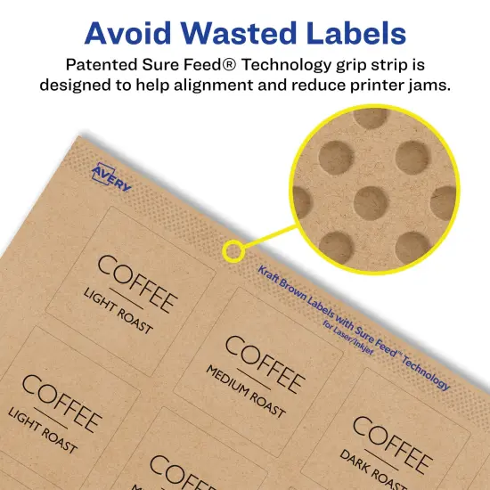 Avery Kraft Brown Square Labels with Sure Feed, 1.5" x 1.5" {4}