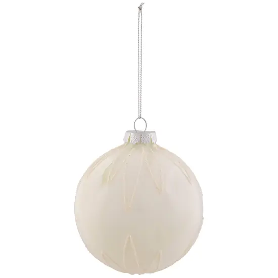 Northlight Starburst Glass Ball Christmas Ornament - 4" - Brushed White {3}