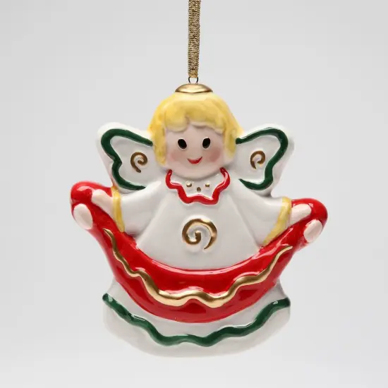 Ceramic Sweet Holiday Ornaments Set Of 4 Train, Angel, Santa & Children, Home Décor, Gift for Her, Gift for Mom, Christmas Décor {6}