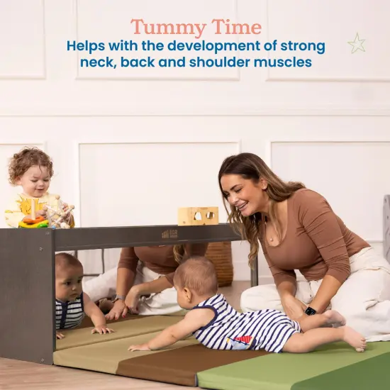 6-Section Rainbow Runway Activity Mat, Folding Playmat Earthtone {5}