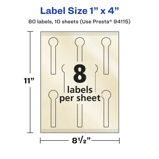 Avery Pearlized Ivory Lollipop Labels with Sure Feed Technology, Print-to-the-Edge, 1" x 4" {5}