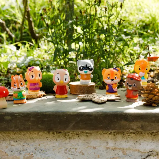 Timber Tots: Klorofil Family - 7 Character Set, Animal Forest Friends, 1.75-2" Toy Figurines, Miniatures w/ Unique Details, Nature, Kids-Toddler 18Mo+ {4}