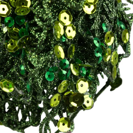Northlight Sequin and Glitter Leaf Vines Christmas Ball Ornament - 4" - Green {7}