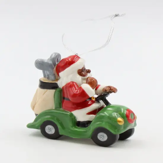 Ceramic African American Santa Driving Golf Kart Ornament, Home D&eacute;cor, Gift for Her, Mom, Him, Dad, Christmas tree D&eacute;cor, Wall Decor {3}