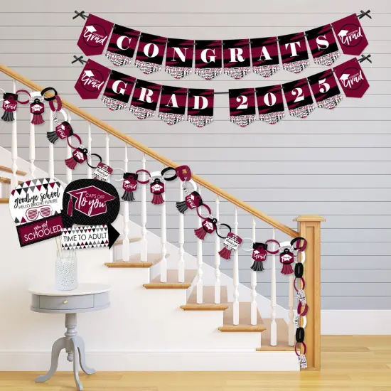 Big Dot of Happiness Maroon Grad - Best is Yet to Come - Banner and Photo Booth Decor - 2025 Burgundy Grad Party Supplies Kit - Doterrific Bundle {4}