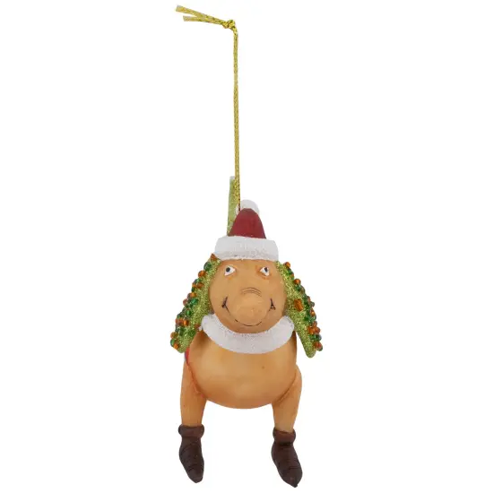 Northlight Dachshund Dog with Santa Hat Glass Christmas Ornament- 5.75" Brown {6}