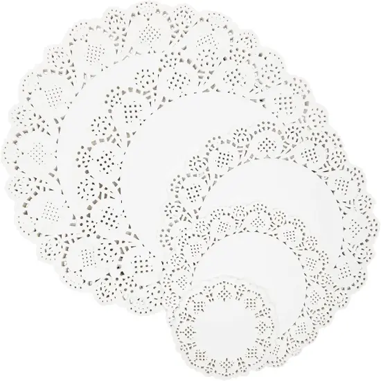 250 Pack Lace Paper Doilies for Arts and Crafts, Round White Table Placemats (5 Sizes) {1}