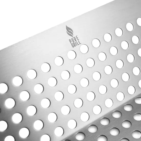 Pure Grill BBQ Vegetable Grilling Basket - Stainless Steel Barbecue Wok Pan Tray {3}