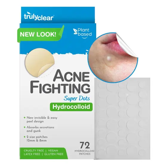 Truly Clear: Hydrocolloid Acne Fighting Super Dots - 72ct - 2 Size Patches, Zit & Blemish Covers, Face-Body, Vegan Skincare, Overnight Spot Treatment {3}