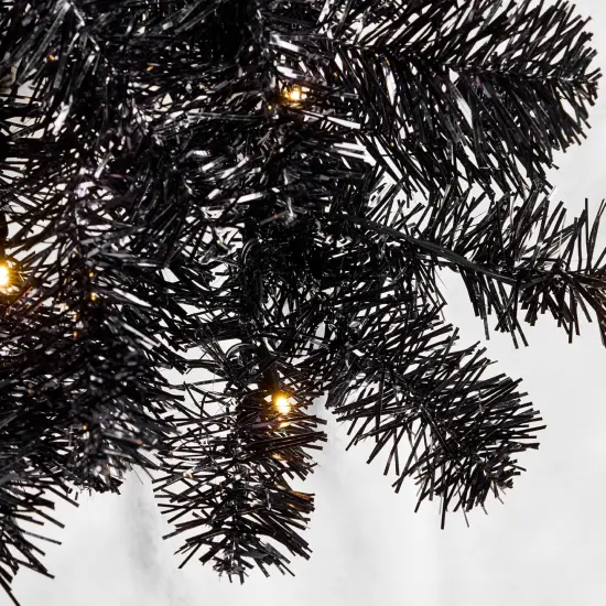 4ft Pre Lit Christmas Tree Mini Artificial Tree with Twinkling LED Lights for Bedroom or Apartment Black {2}