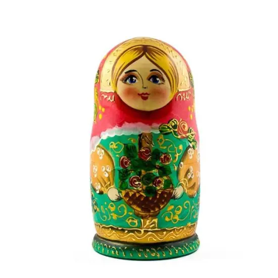 5 Girls with Basket Flowers Nesting Dolls6.5 Inches {5}