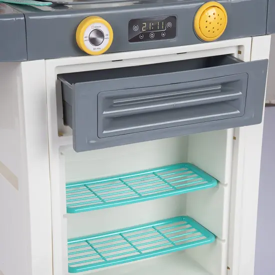 Dolu: Kitchen Set - Green-Yellow-Gray - 20pc Toy Cooking Center, Sound Effects, Stove-Oven Appliance Pretend Play, Dishes & Food Accessories, Kids 3+ {6}