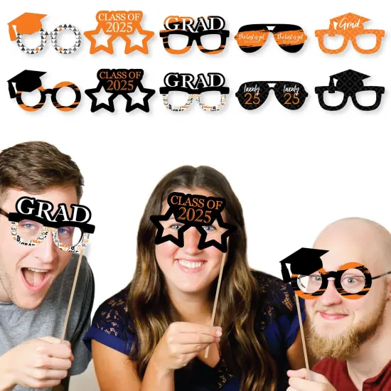 Big Dot of Happiness 2025 Orange Graduation Glasses - Paper Card Stock Party Photo Booth Props Kit - 10 Count {3}