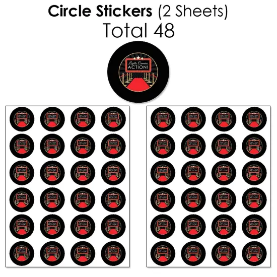 Big Dot of Happiness Red Carpet - Movie Night Party Candy Favor Sticker Kit - 304 Pieces {7}