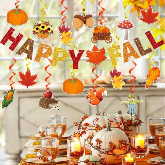 Happy Fall Glitter Banner (Multi Color) {6}