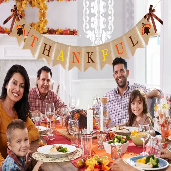 Fall Thanksgiving Burlap Banner (Multicolor) {6}
