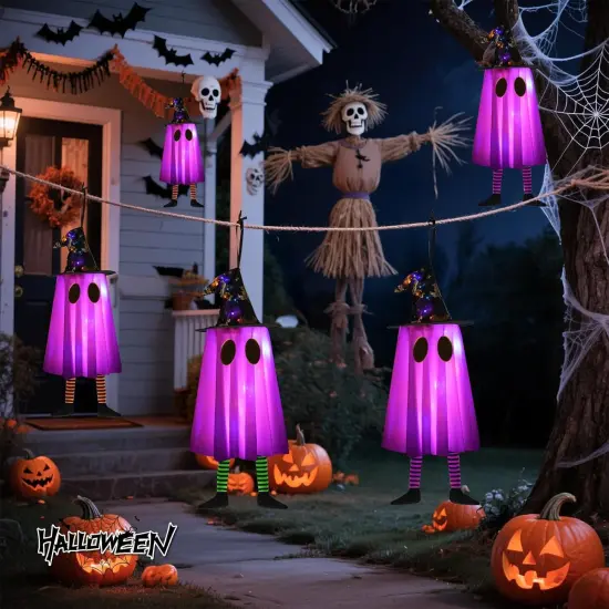 6P Lights Up Hanging Ghosts Halloween Decorations {3}