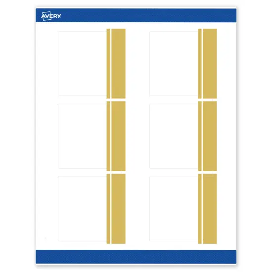 Avery Printable Square Labels, Gold Double-Dipped Edge, 3" x 3", Matte White Square Labels, Permanent, Laser/Inkjet, 60ct, Great for Product Labels {1}