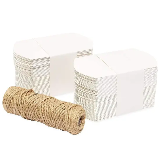 Mini Paper Pillow Gift Box Set with Jute Twine (3.5 x 2.5 x 1.25 Inches, 100 Pack) White {6}