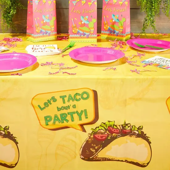 3 Pack Mexican Fiesta Tablecloth Plastic Table Cloth Cover Rectangular, Let&rsquo;s Taco Bout A Party Supplies Decor Decorations, 54 x 108 in. Yellow {3}