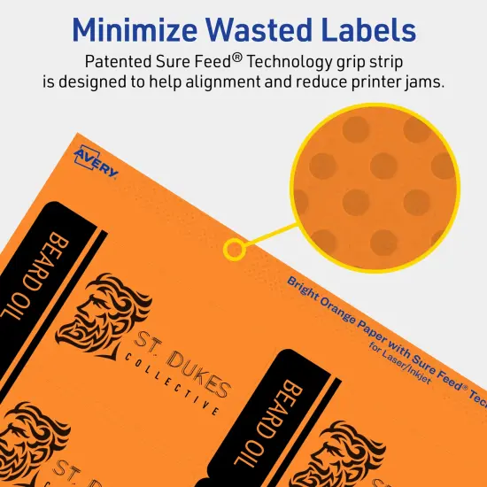 Avery Bright Orange Paper Labels, 2" x 3.75" Rectangle {4}