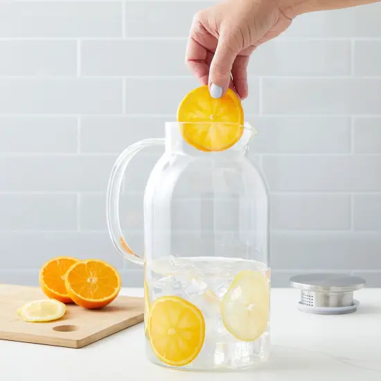 68 Oz / 2 Liter Glass Pitcher with Lid and Spout - Carafe for Water, Juice and Other Drinks (Clear) {5}