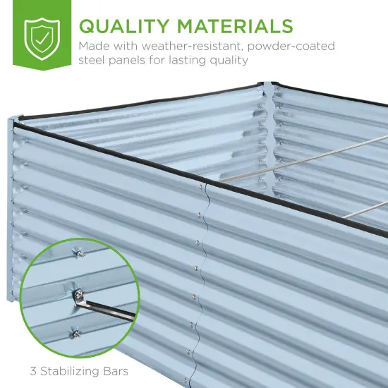Best Choice Products 8x4x2ft Outdoor Metal Raised Garden Bed, Planter Box for Vegetables, Flowers, Herbs Mist Blue {6}
