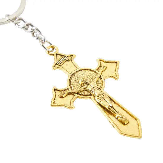 Juvale 24-Pack Cross Keychain Bulk Set, 3.6 Inches, Silver and Gold, Religious Keychains for First Communion, Baptism, Funeral, Church Events, Cross Catholic Key Chain Favors for Guests and Groups {5}