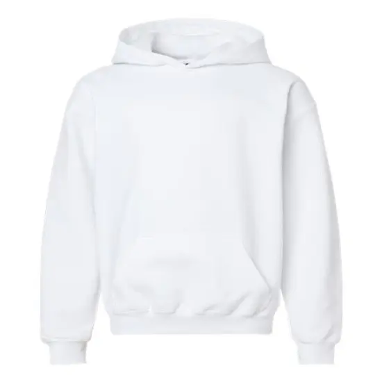 Gildan&reg; Youth Midweight Hooded Turtle Neck Long Sleeve Sweatshirt White {1}