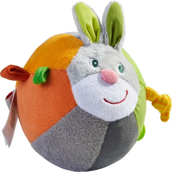 HABA Bunny Baby Ball Toy with Crinkle Ears and Rattle Rings - Tummy Time Toy for Fine Motor Skills and Sensory Development for 6 months + Multicolor {3}