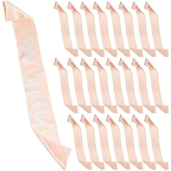 Shell Pink Satin Sashes for Pageants, Bachelorette Party, Prom (4 x 33 in, 24 Pack) {1}
