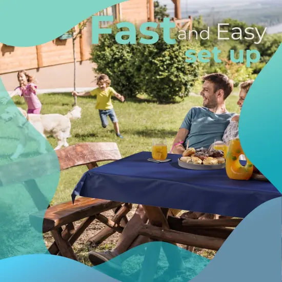 Exquisite Plastic Table Cover Roll &ndash; 40" x 100' Disposable Tablecloth Roll &ndash; Premium Thick 0.5 MIL Plastic Banquet Roll &ndash; Party Table Cover Roll for Events & Catering Navy Blue {5}