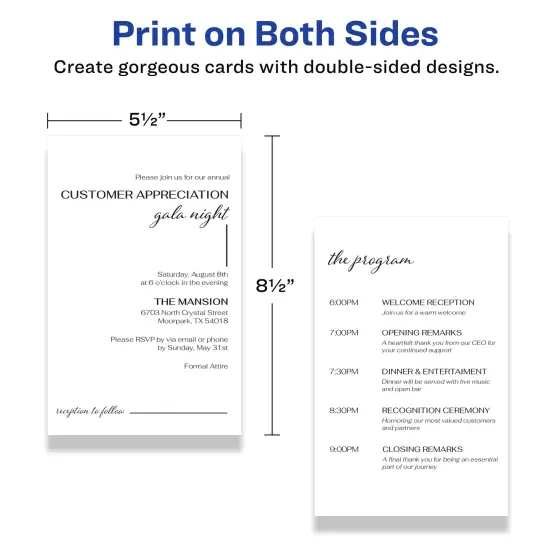 Avery Printable Matte White Cards, 5.5" x 8.5" Rectangle {6}