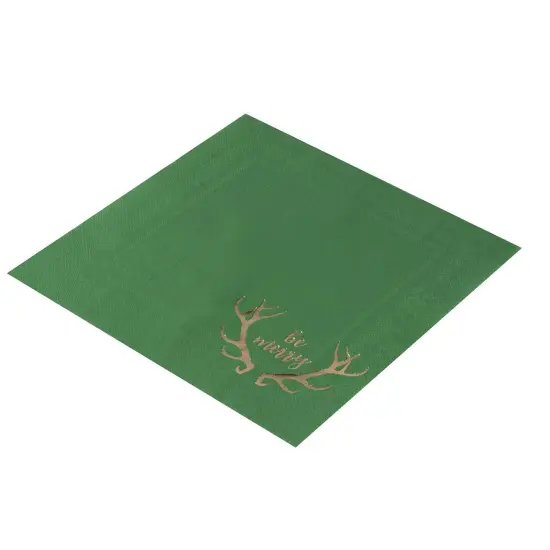 50 ct Antlers Luncheon Paper Napkins for Christmas Holiday Party Supplies & Xmas Table Decorations, Green, 6.5 in {5}