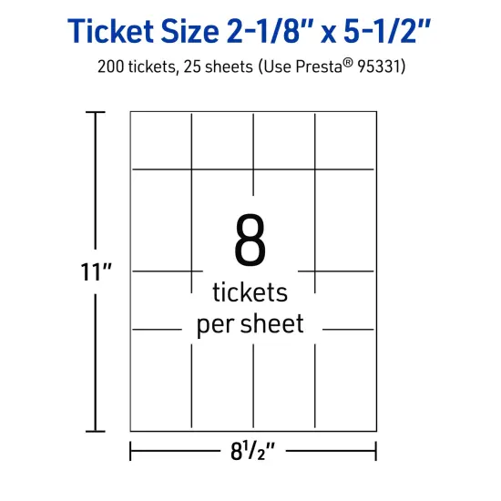 2-1/8" x 5-1/2" Rectangle, Glossy White Tickets {5}
