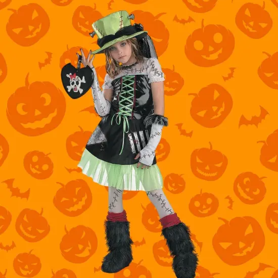 Girls Monster Bride Costume with Dress Hat Bolts and Petticoat {2}