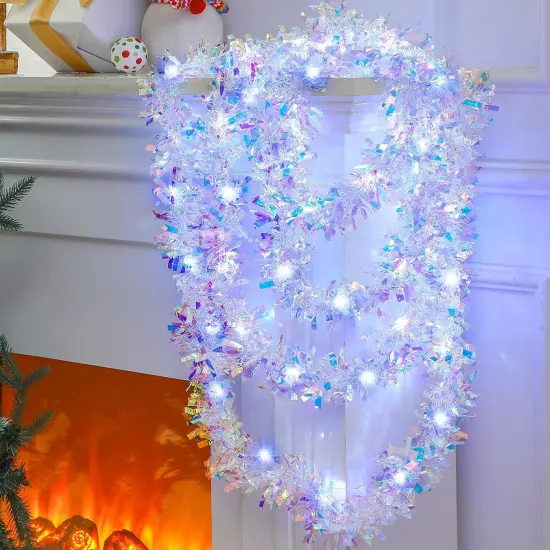 16.4 ft Christmas Prelit Tinsel Lighted Garland {1}