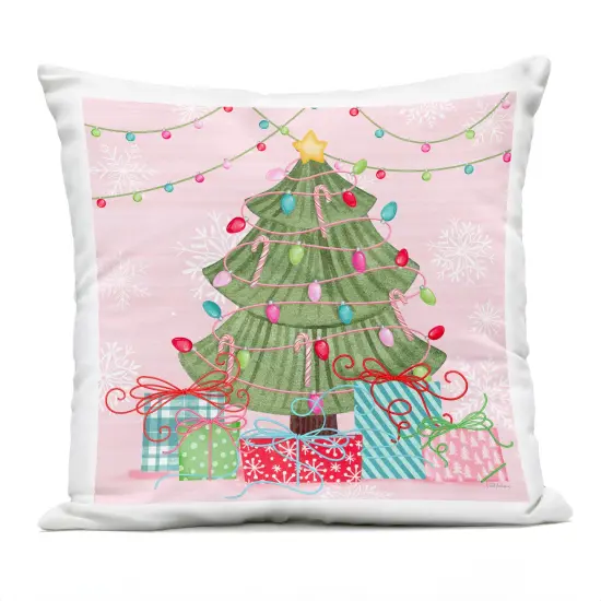 Stupell Industries Merry Pinkmas Tree Outdoor Printed Pillow design by Nicole Tamarin, 18 x 7 x 18 {1}