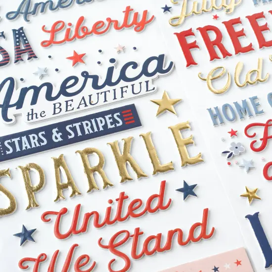 American Crafts Flags And Frills Thickers Stickers 109/Pkg-Gold Foil Phrase {3}